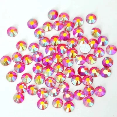 Color AB Glue on Glitter Flatback Glass Crystal Non Hot fix rhinestone For Gymnastics Clothes Shoes 3D Nail Art Decoration