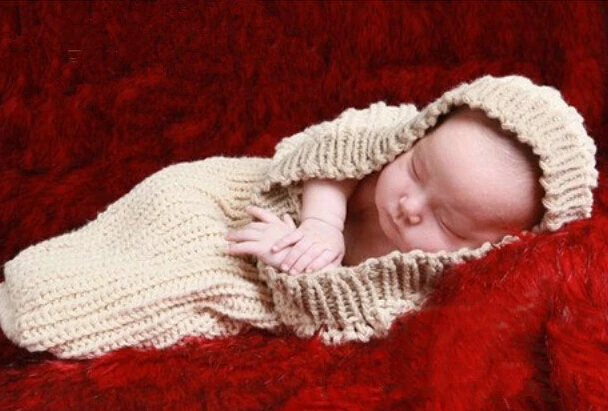 Малыш новорожденный серый спальный мешок ручной крючком фотографии реквизит