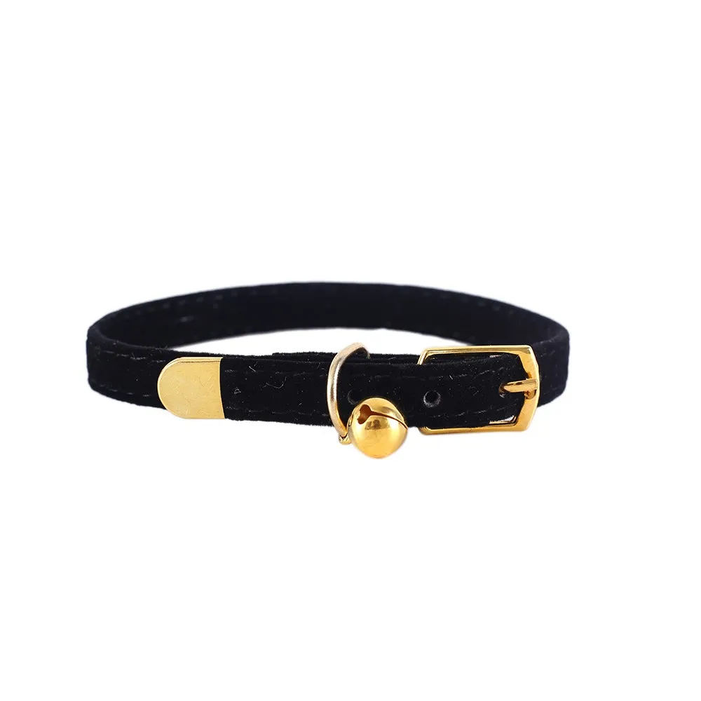 Black with Bell Ошейник для кошек с колокольчиком, ошейник для кошек, ошейник для щенков, ошейник для кошек, ошейник для домашних животных, поводок для собак, товары для домашних животных - Цвет: Black with Bell