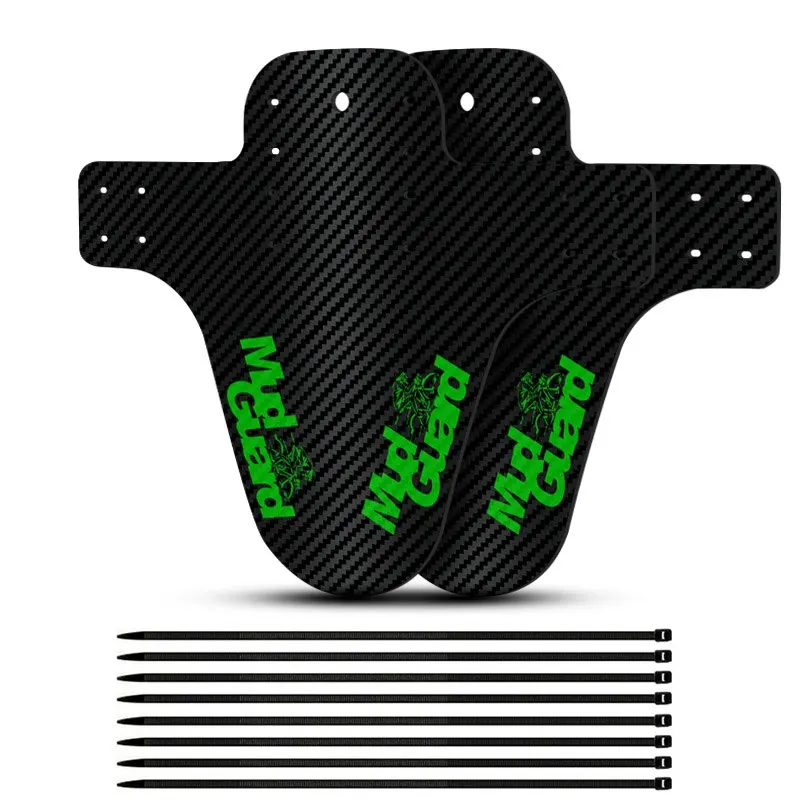 green 2 pcs Горячая велосипедные крылья из углеродного твила MTB брызговик красочные передний велосипед брызговик задние велосипедные крылья для MTB Аксессуары для велосипедов - Цвет: green 2 pcs