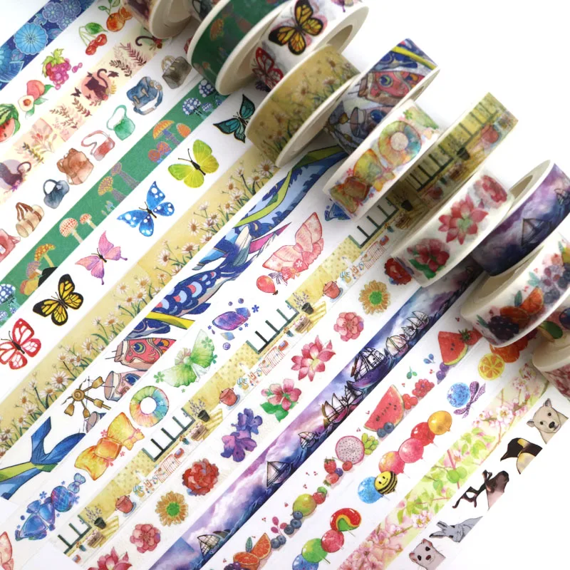 1 шт. креативные милые пышные цветы и животные васи клейкая лента DIY Скрапбукинг