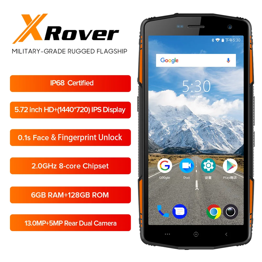 LEAGOO XRover 6 GB 128 смартфон Android 8 1 IP68 NFC Face Unlock 5 72 &quotOcta Core 13MP двойной камеры SIM Quick Charge