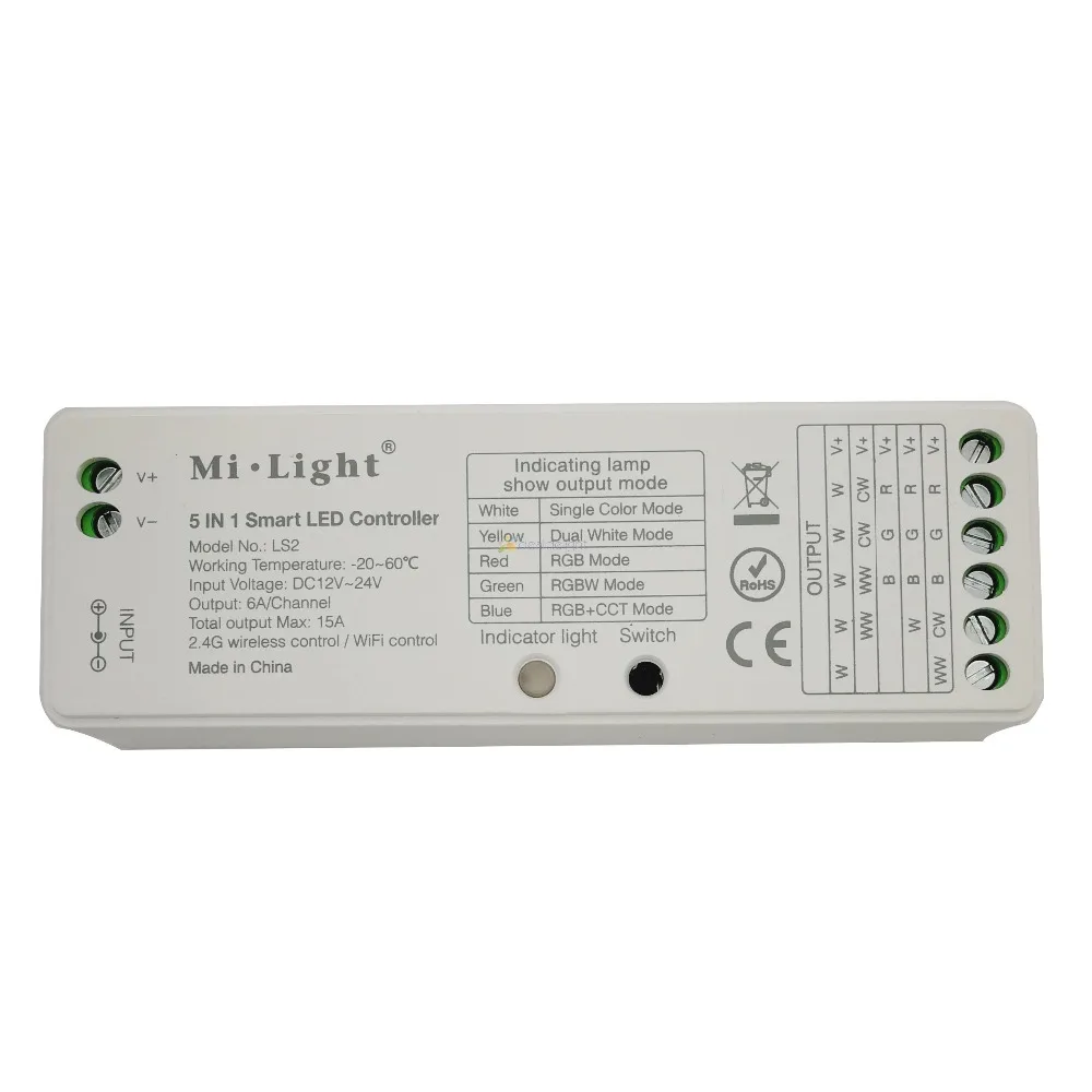 Mi.light LS2 5 в 1 умный светодиодный контроллер 2 4G беспроводной для одного цвета CCT RGB