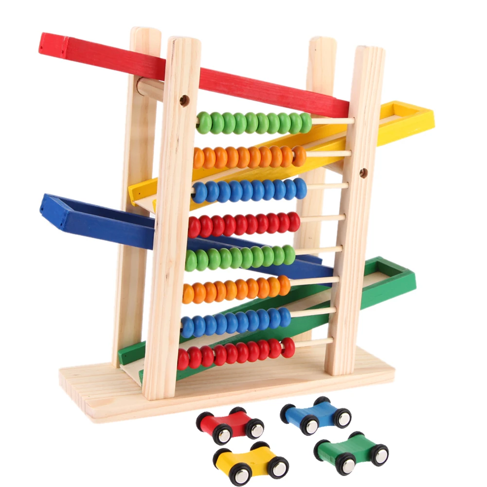 Multi-function Educational Wooden Colorful Abacus Drawing With 4 Toy Cars Creative Teaching Learning Slippery Math Toys | Игрушки и