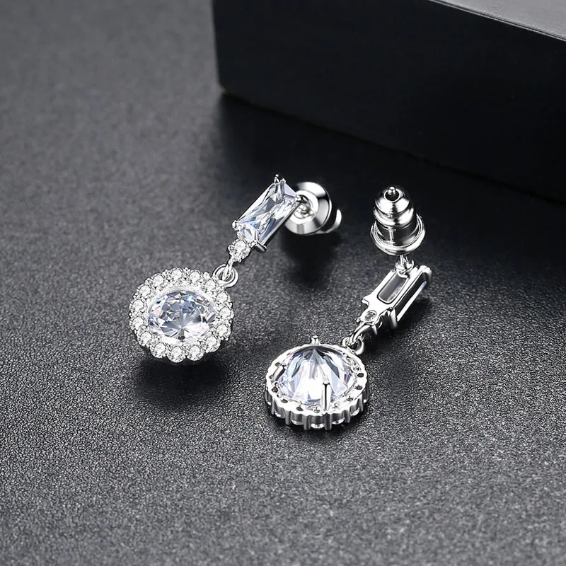 Женские свадебные серьги подвески SLBRIDAL модные класса ААА с фианитом для