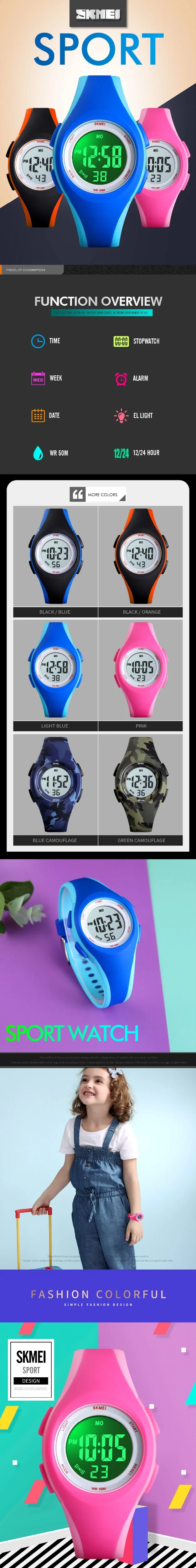 SKMEI Brand Kids Watches Sports Style Wristwatch Fashion Children Digital Watches Waterproof Outdoor Sport Watches for Boy Girls