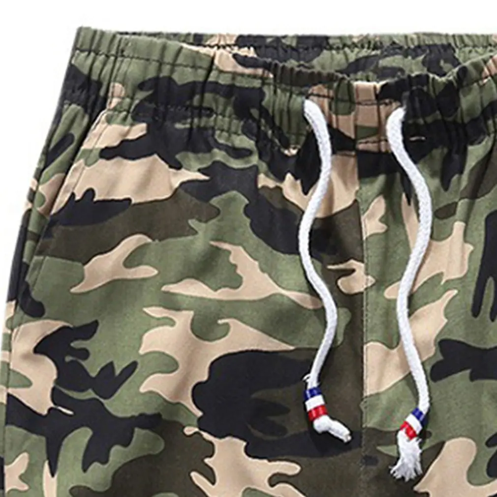 Камуфляж Для мужчин s военные тренажерный зал по колено Штаны хлопок брюки-карго