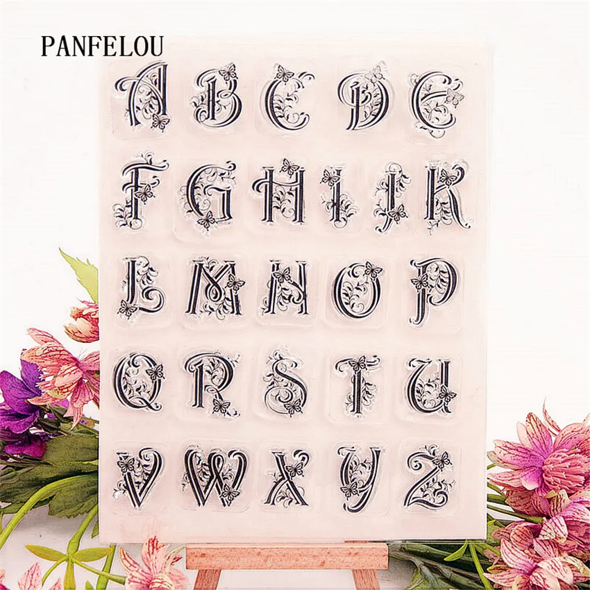 Прозрачный силиконовый штамп PANFELOU с узором букв/печать сделай сам для