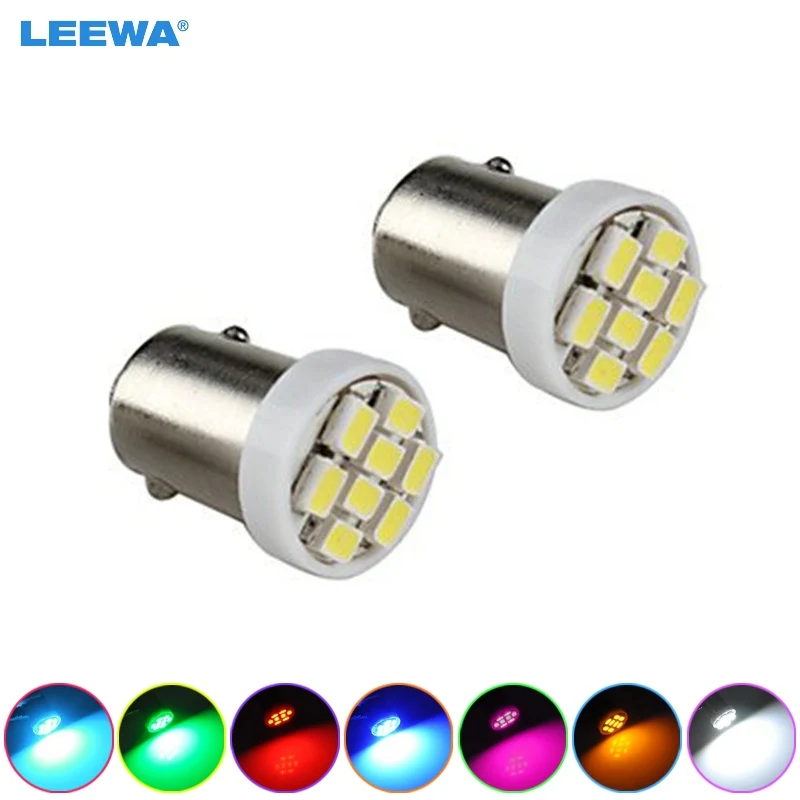 

LEEWA 4 шт. 7-цветный T4W BA9S 8-LED 1206SMD интерьер автомобиля светодиодный светильник купольные лампы для чтения габаритный светильник DC12V # CA1532