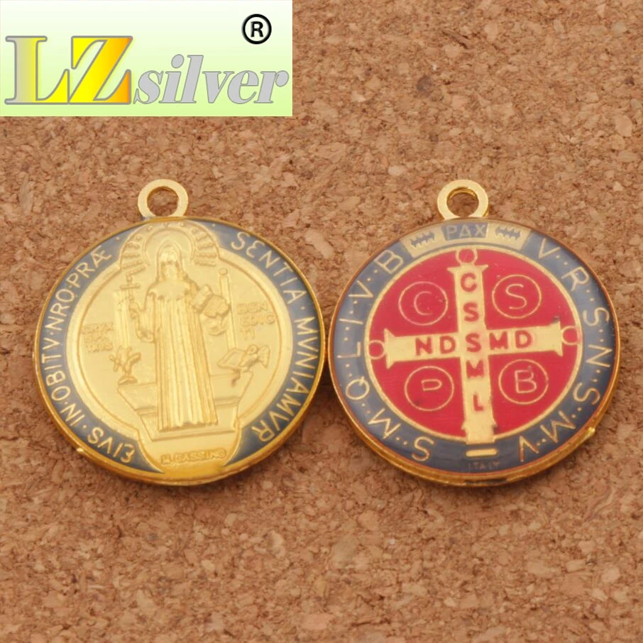 

Enamel Saint Benedict Medal Cross Crucifix Smqlivb Beads 30pcs 23.2x27mm 3Colors Pendants Handmade Jewelry DIY L1669