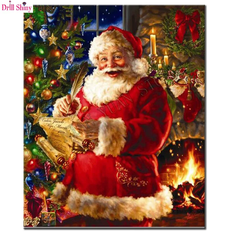 Бриллиантовая картина Дед Мороз 5D сделай сам вышивка крестиком стразы Алмазная