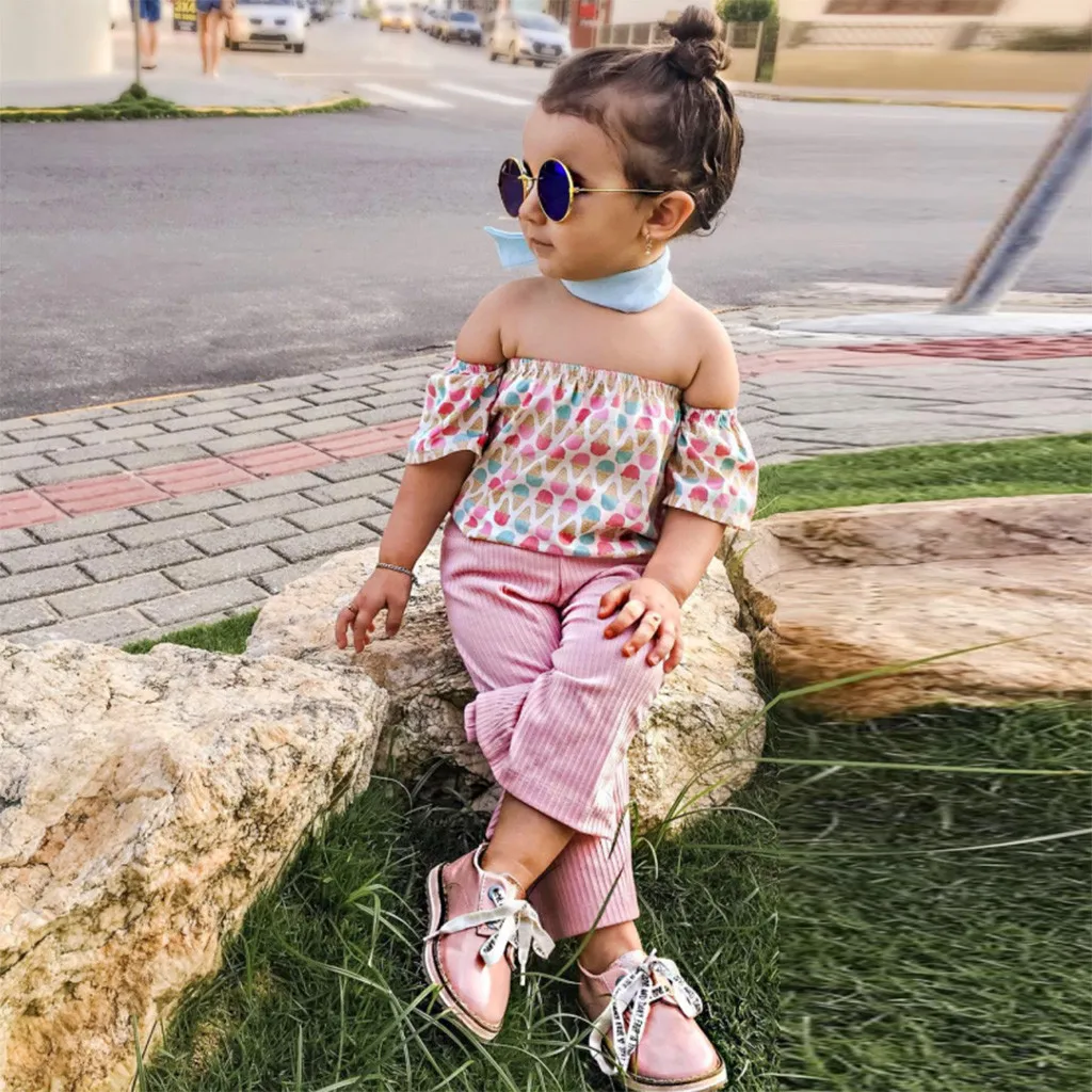 Детская одежда Одежда для девочек Футболка с принтом мороженого топ + штаны