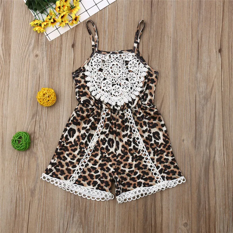 Летний кружевной комбинезон без рукавов с леопардовым принтом одежда для
