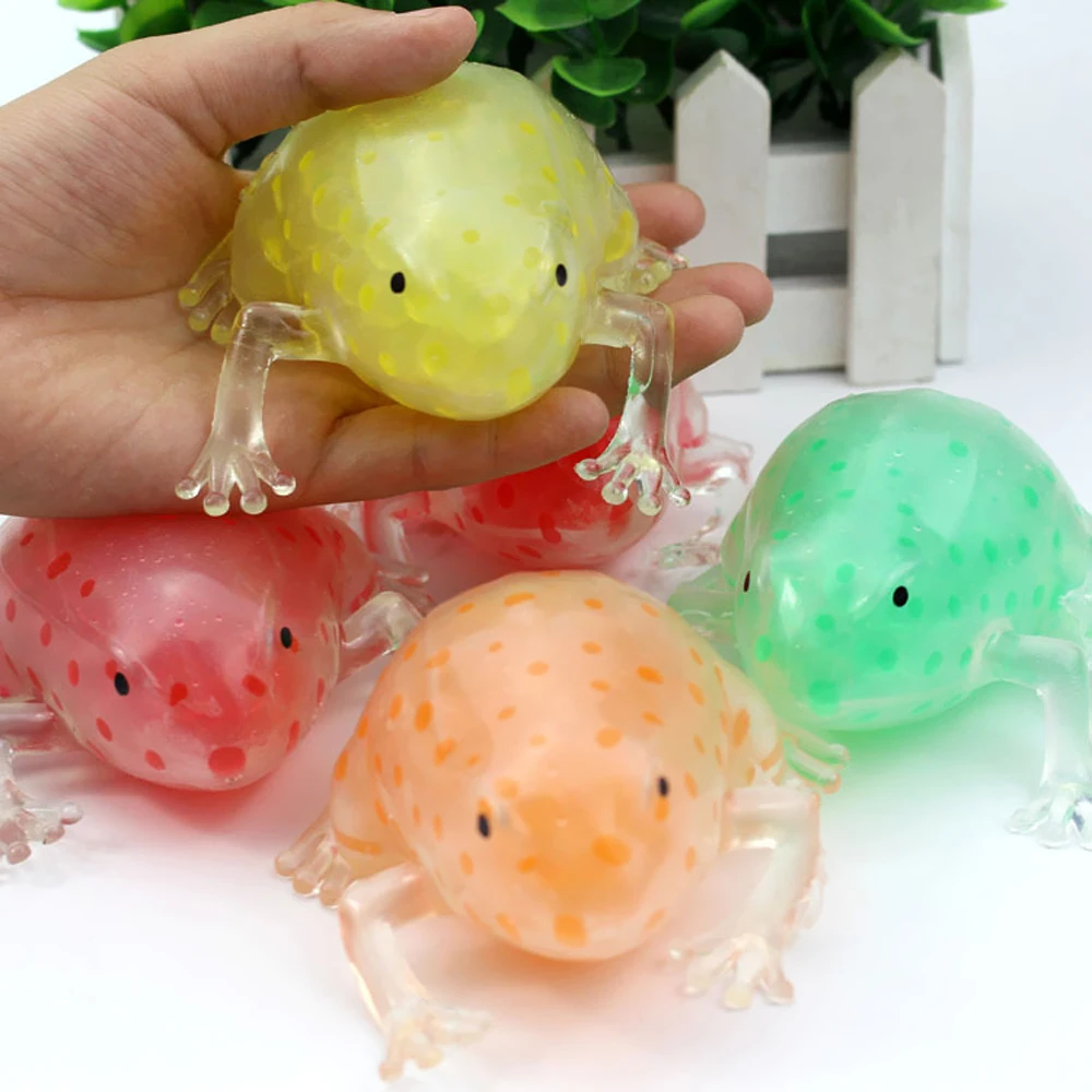 Squeeze Funny Stress Relief Toy Novelty Bead Stress Ball Sticky Squeeze Frogs Anti-Stress Autism Relief Toy For Kid Adult Gifts