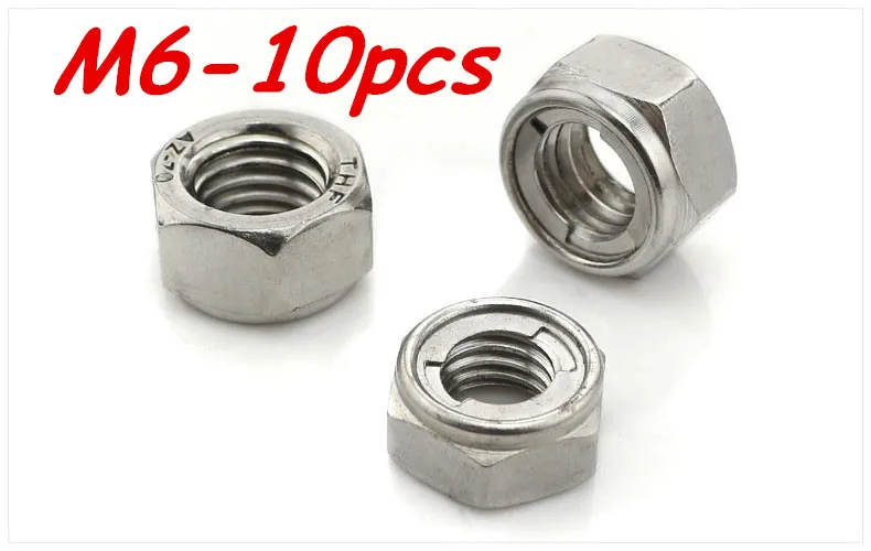 

Metric M6 304 Stainless Steel Metal Lock Insert Nuts 10Pcs/Lot Free Shipping