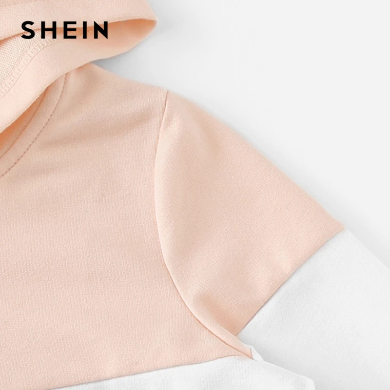SHEIN/Детская куртка с капюшоном на молнии для маленьких девочек; пальто; детская одежда; коллекция года; весенние повседневные куртки с цветными карманами