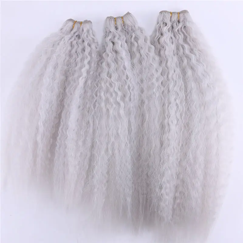 Light Grey REYNA, кудрявые прямые волосы, плетение, синтетические волосы для наращивания, пряди, 3 шт., общий вес, 210 г, пряди волос для женщин - Цвет: Light Grey