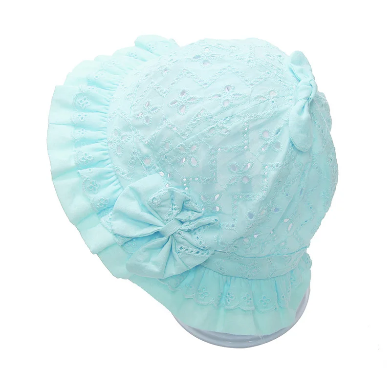 Летняя Хлопковая шапочка для маленьких девочек однотонная шляпа с бантом в