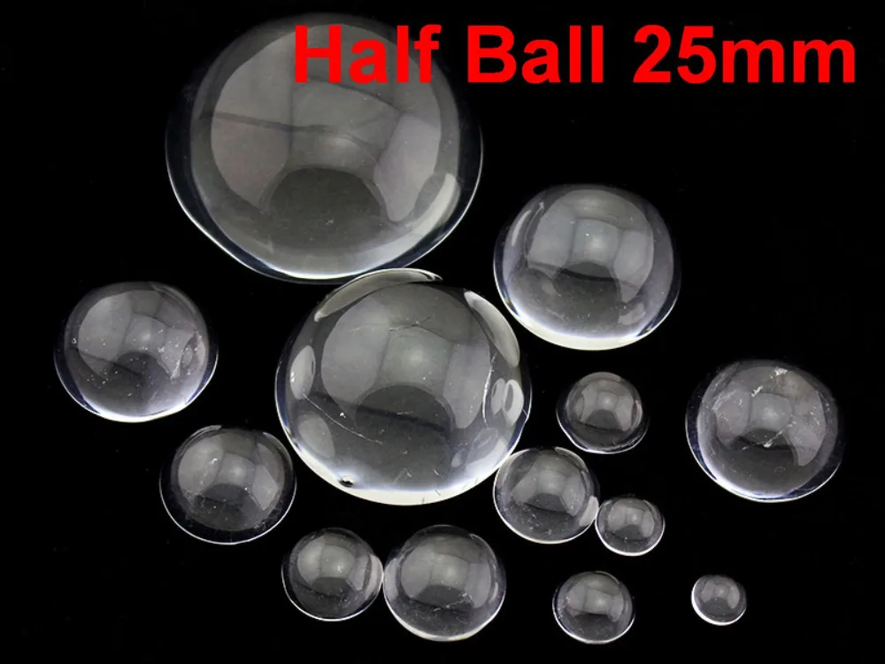 

10 Transparent Flatback Glass Half Sphere Ball Cabochon 25mm