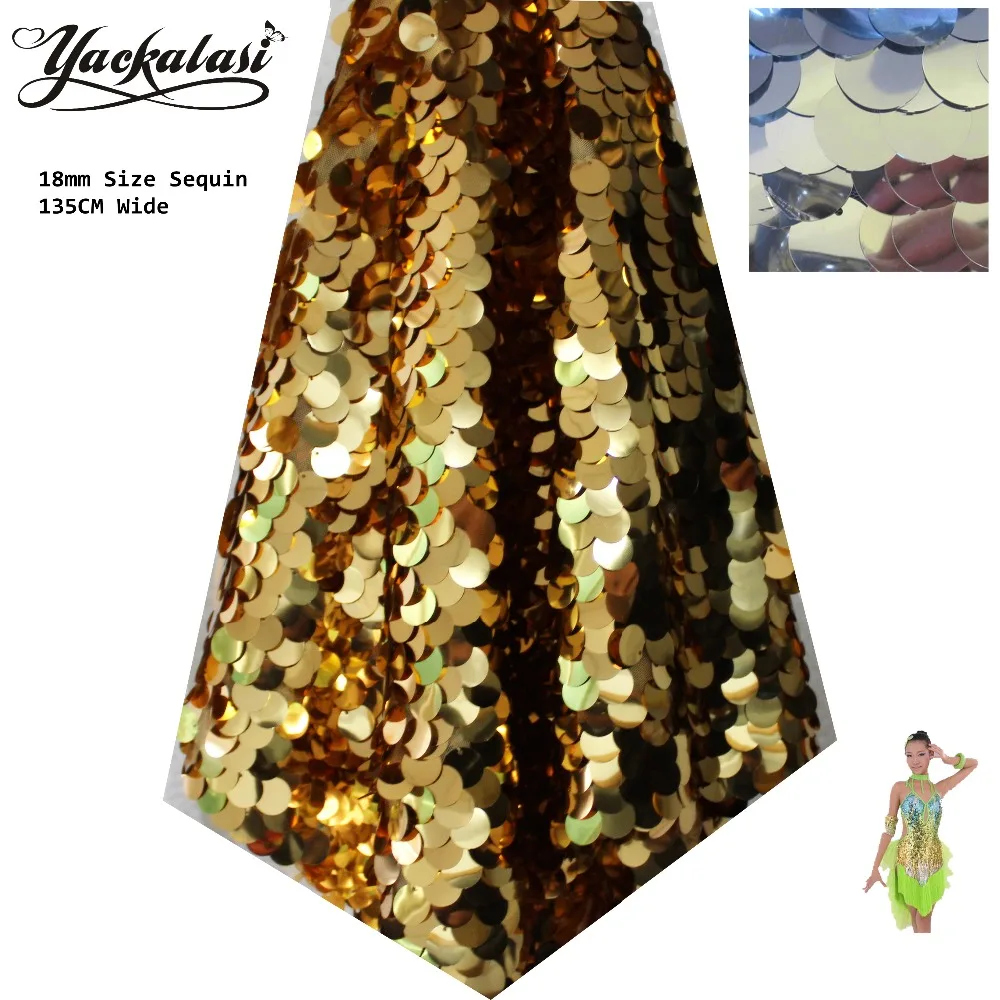 Большая пайетка с пайетками 18 мм ткань вышивкой золотые и серебряные толстые