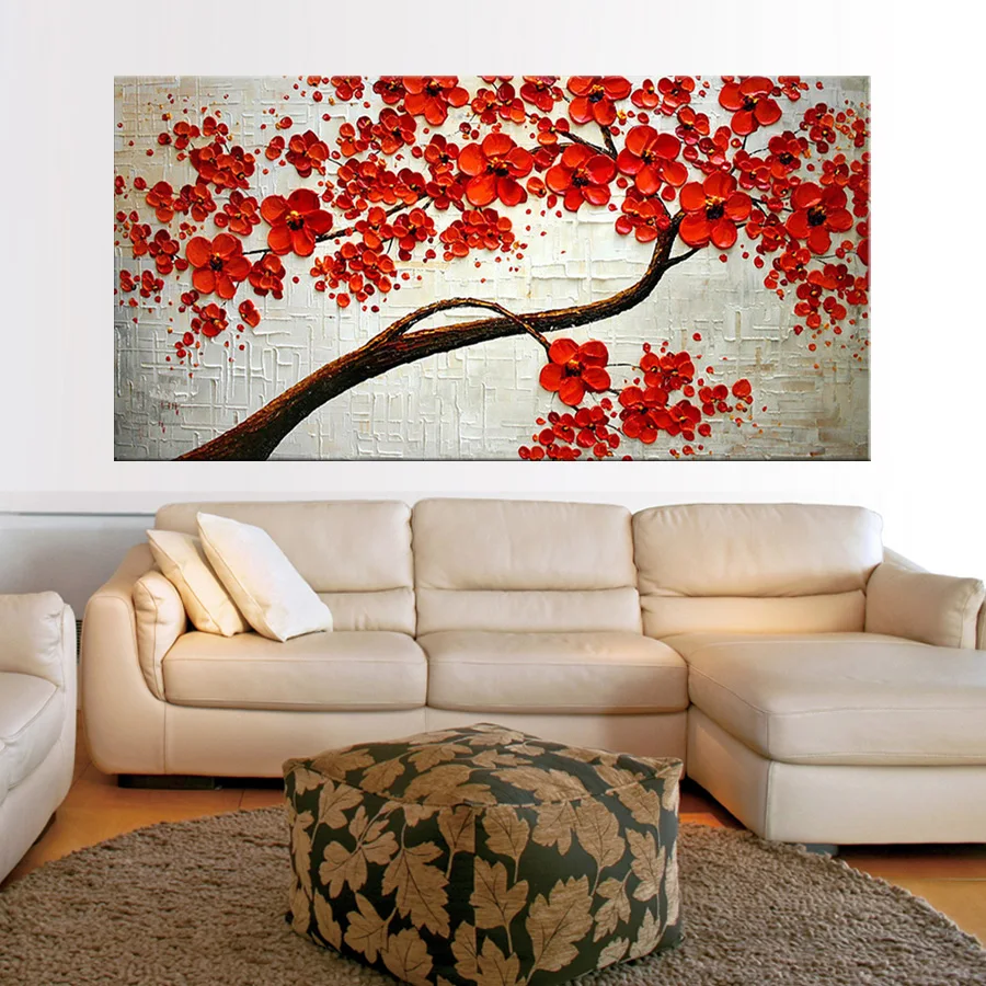 Большой размер Современная картина маслом на холсте палитра нож цветущие