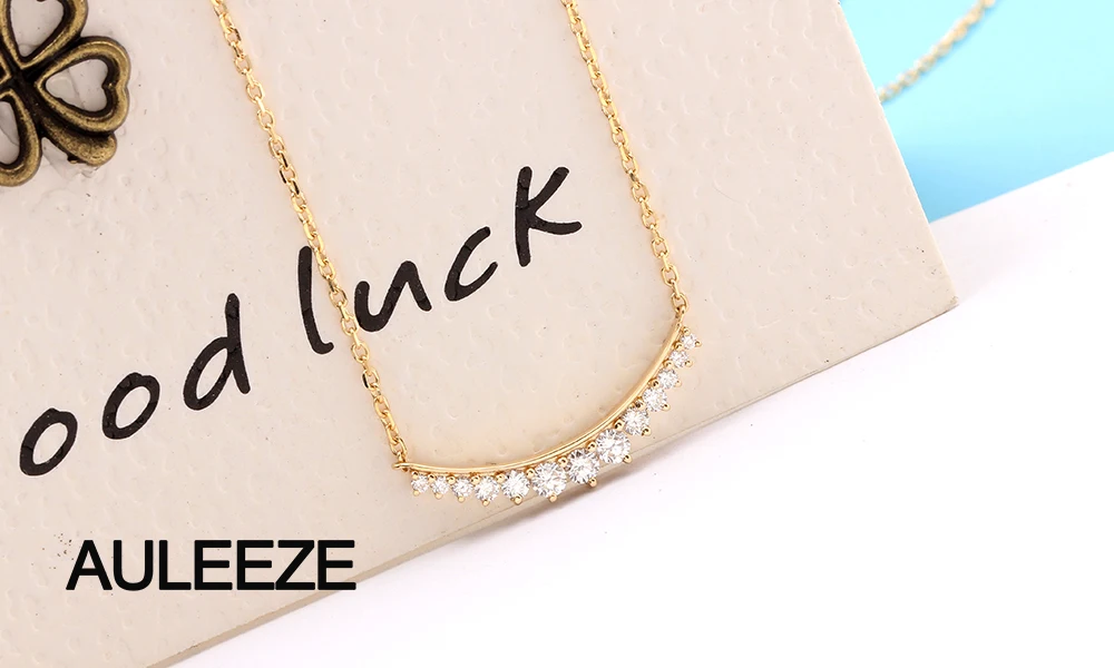 AULEEZE Lucky Smile 0,25 cttw настоящий бриллиант кулон 18 К желтого золота натуральный алмаз ожерелье для женщин вечерние ювелирные изделия