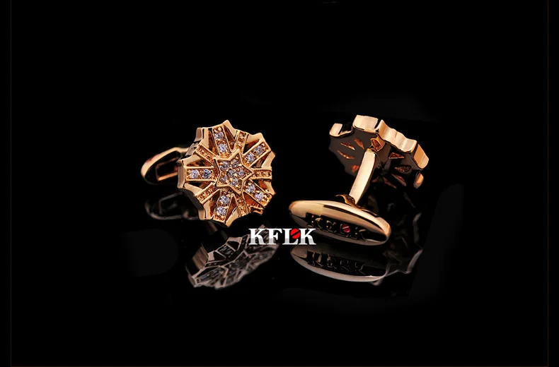 KFLK Роскошные модные запонки для рубашек для мужчин, Подарочные брендовые запонки, золотые запонки, высокое качество, Кристальные abotoaduras ювелирные изделия