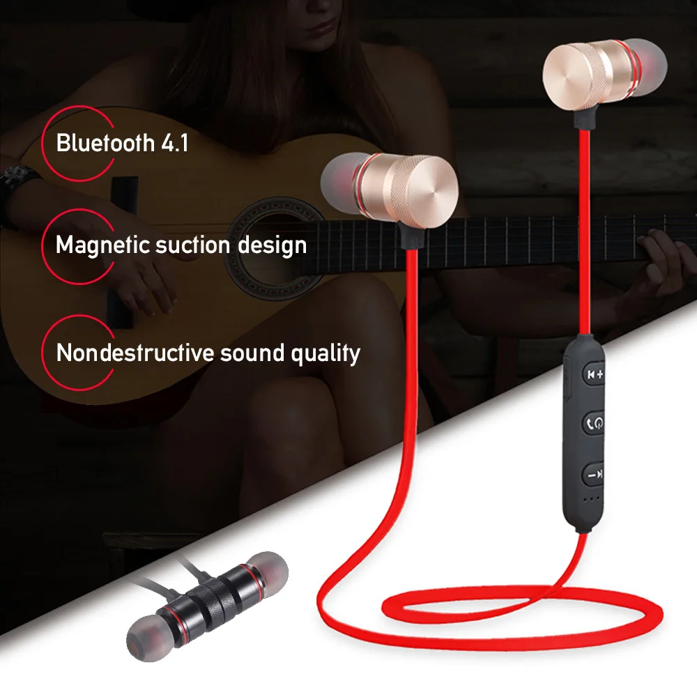 FBYEG Bluetooth наушники Беспроводная гарнитура бас спорт устойчивое bluetooth наушники магнитные стерео с микрофоном для Android