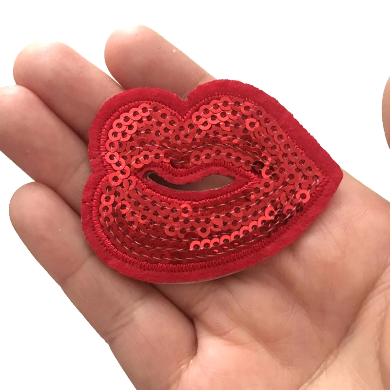 10 шт. маленькие красные губы блестками железа на патчи для обуви шляпа и сумка DIY