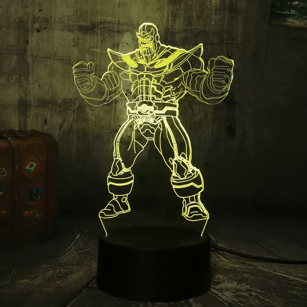 Marvel Мстители Большой злодей танос 3D светодиодный RGB 7 цветов меняющий Ночник
