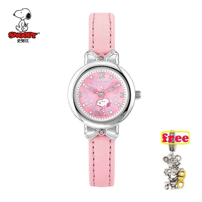Топ бренд SNOOPY Новинка relojes мультфильм детские часы модные детские милые кварцевые часы из искусственной кожи для девочек relogio feminino SNW748 - Цвет: red