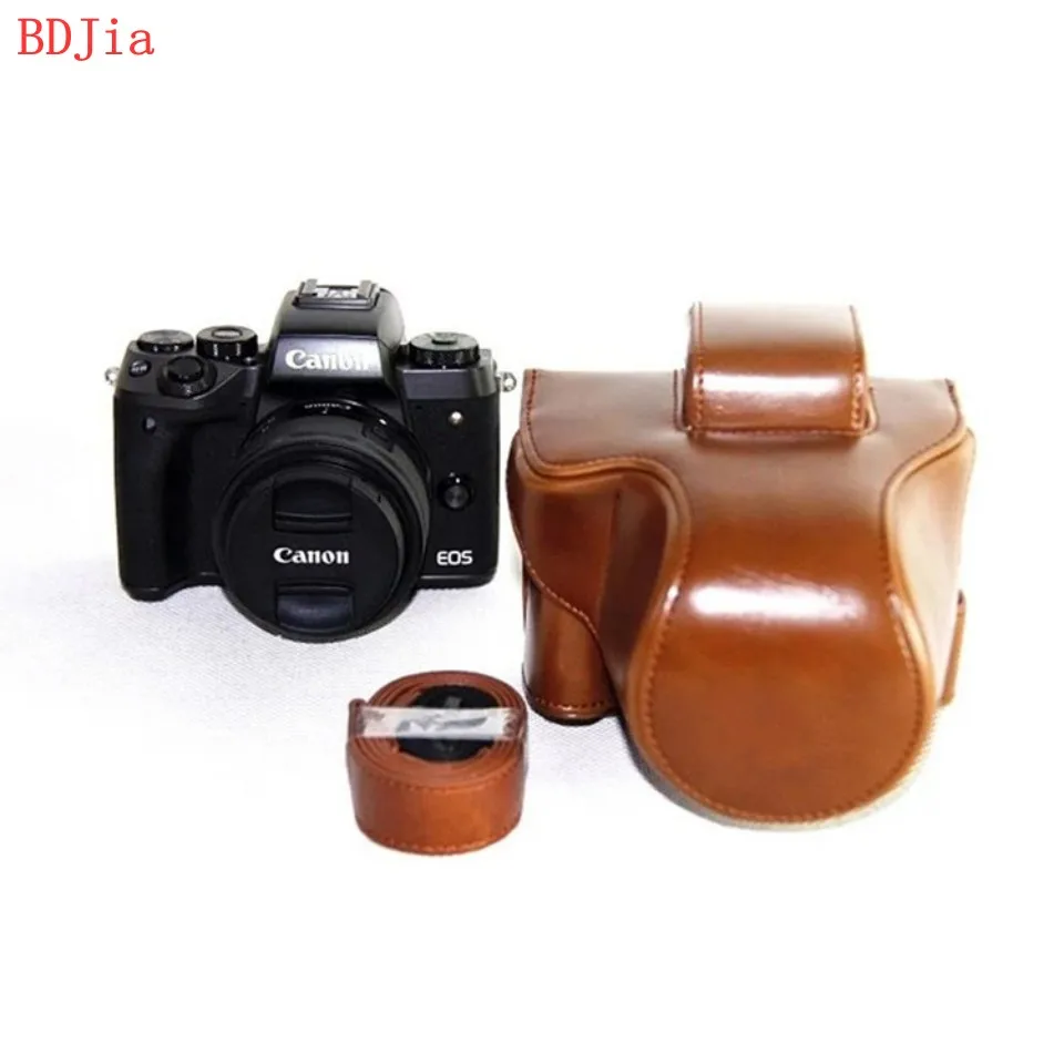 Чехол из искусственной кожи для камеры Canon EOS M50 M5 EOS Kiss M с объективом 15-45 мм с плечевым ремнем