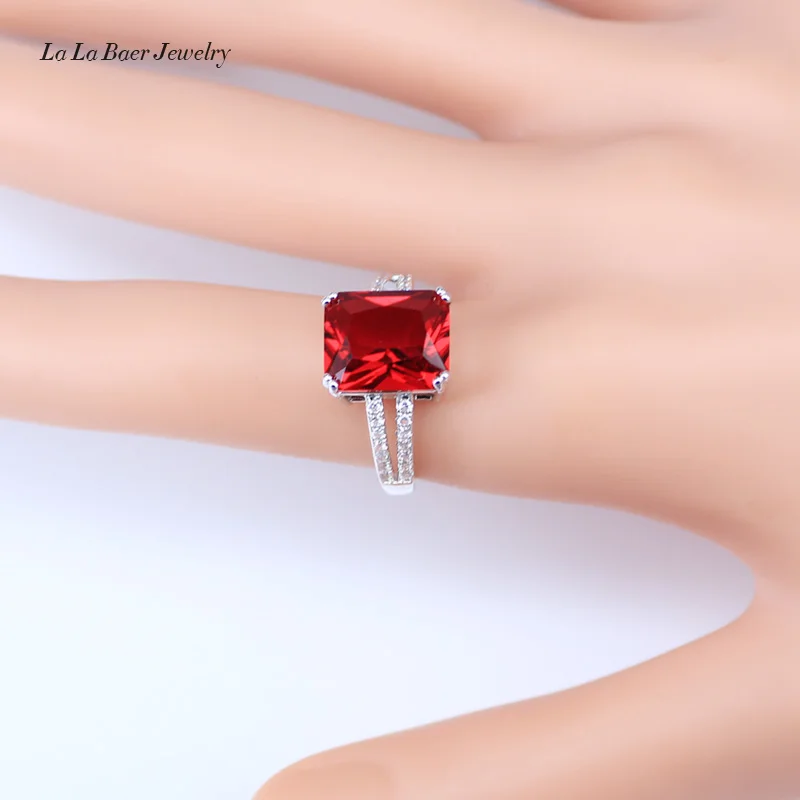 L & B Дубай Стиль красный гранат белый циркон принцесса комплект ювелирных изделий