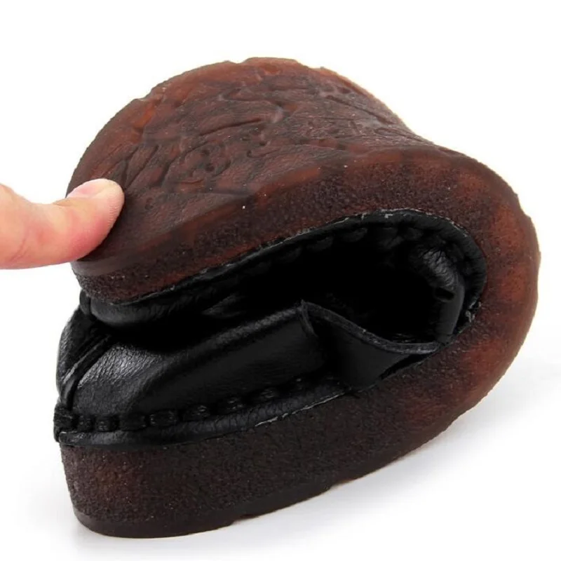 2019 Большие размеры обувь на плоской подошве из натуральной кожи туфли женская