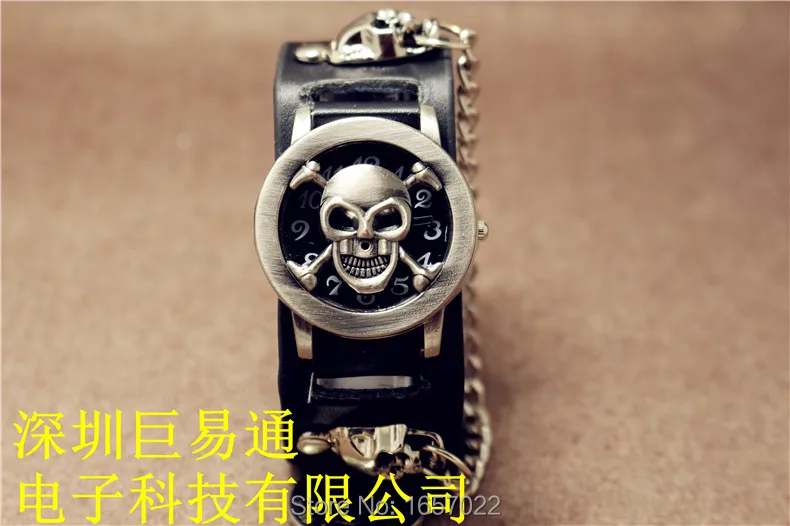 Мужские и женские модные наручные часы в стиле панк с черепом браслетом ретро