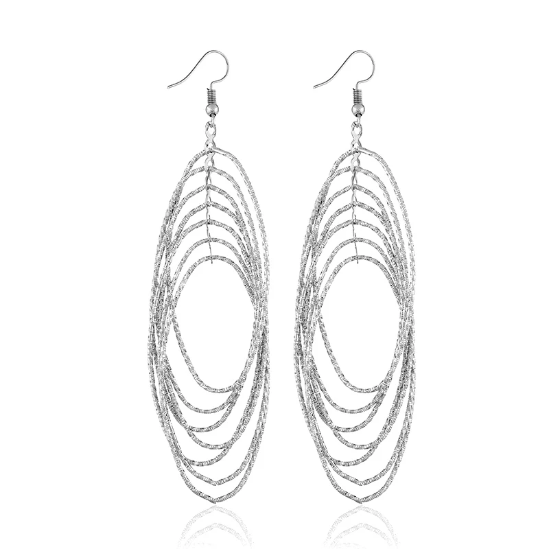 

WNGMNGL Punk Gold Silver Color Big Geometric Metal Long Dangle Earrings For Women Bohemian Party Earrings Fashion Jewelry Gift