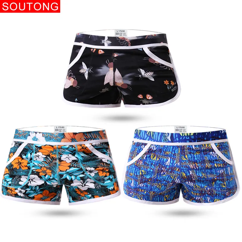 Soutong, 3 шт./лот, Фирменное Сексуальное мужское нижнее белье, Удобные Свободные трусы, Cueca, хлопковые боксеры, Шорты, модный принт, мужские домашние трусы - Цвет: group 9