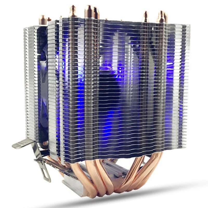 6X трубы 4 провода один вентилятор с синей светильник Cpu радиатора для Intel