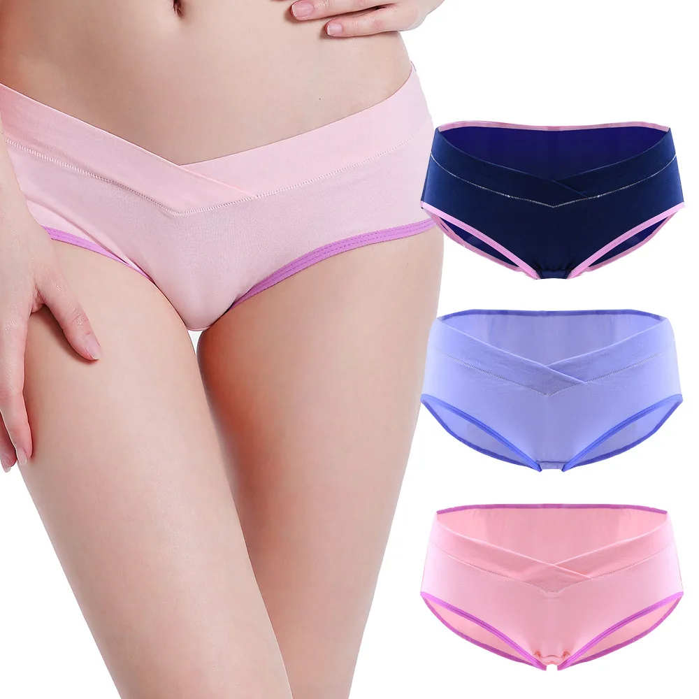 ZTOV 3 Шт./лот Хлопок Материнства Underwear U-образный Низкой Талией Беременности Трусы Для Беременных женщин Плюс размер Одежды Трусики - Цвет: 68C