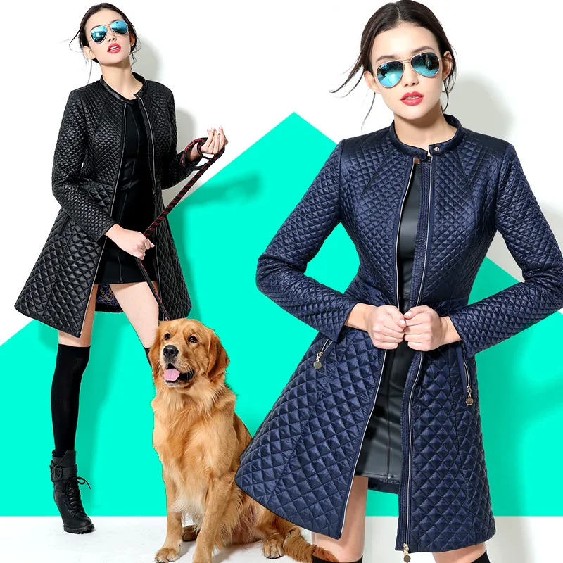 Зимнее пальто для женщин 2019 Модная тонкая клетчатая куртка с хлопковой