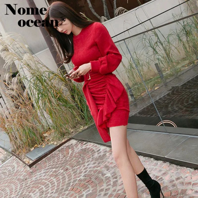 Теплое очаровательное женское платье-свитер 2018 осенне-зимнее длинное