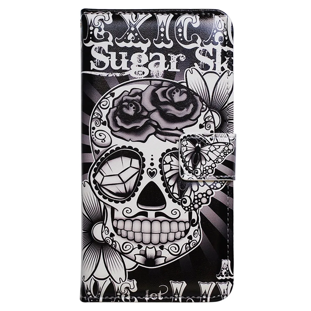 Bcov Sugar Skull Flower Flip Card Slot Wallet Leather Cover Case For iPhone 6/6S/6 PLUS/6S PLUS |