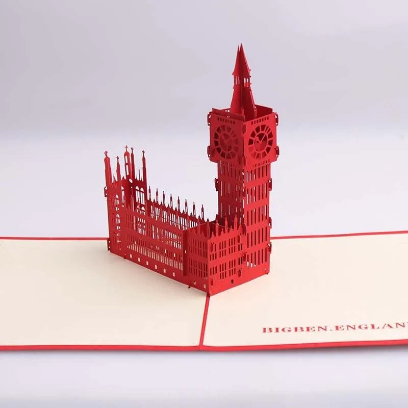 (4 шт./лот) 3D знаменитая модель здания Big Ben ОТКРЫТКА Оригами бумажная всплывающая