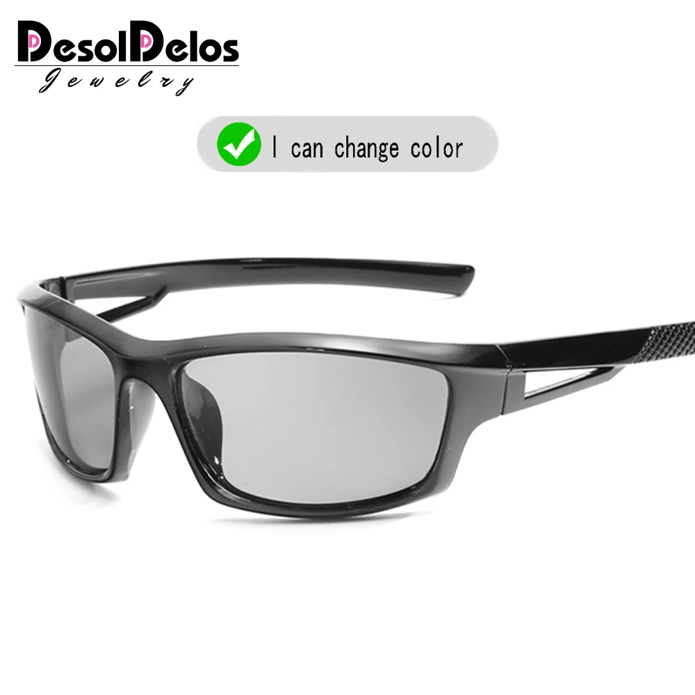 B1008 bright black Мужские фотохромные солнцезащитные очки Новые HD Поляризованные солнечные очки женские UV400 без оправы антибликовые солнцезащитные очки Gafes de sol - Цвет линз: B1008 bright black
