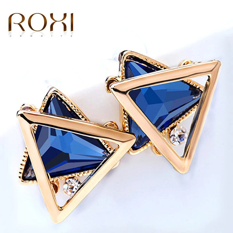 ROXI, женские свадебные серьги, золотой цвет, модные ювелирные изделия, женские серьги, Мода, Красный Кристалл, серьги-гвоздики,, Букле д 'Орель