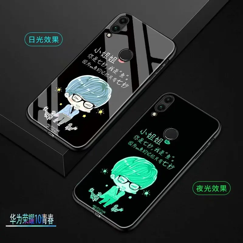 style 01 Для huawei p Smart чехол Роскошный светящийся Узор Жесткий закаленное стекло защитный чехол на заднюю панель для huawei p smart - Цвет: style 01