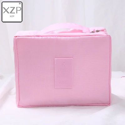Light Pink XZP сумка для макияжа для девушек, женская косметичка, моющаяся косметичка, органайзер для макияжа, сумка для хранения, сумка для дорожного набора, много карманов, женская сумка - Color: Light Pink