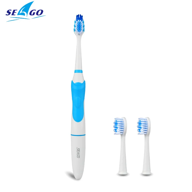 963 Blue SEAGO звуковая электрическая зубная щетка неперезаряжаемая Водонепроницаемая зубная щетка для взрослых с 3 зубными щетками Массажная головка десны зубы белые SG963 - Цвет: 963 Blue