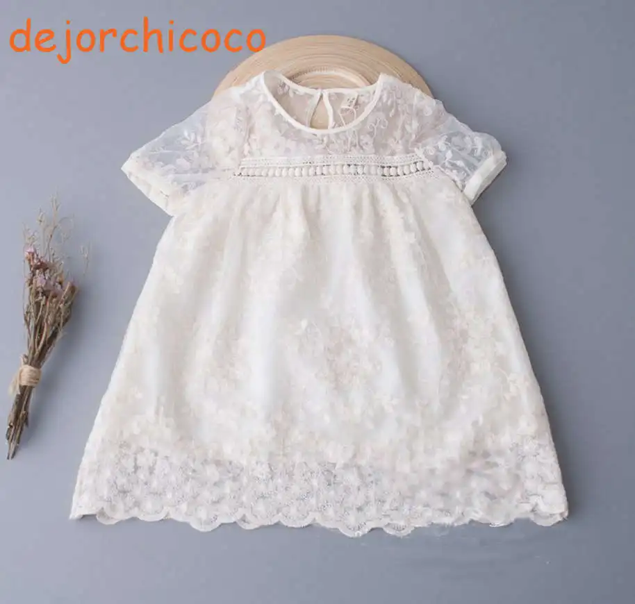 Short sleeve Baby girls summer party lace dancing Dress Children's Birthday dress princess wedding Clothing [dejorchicoco] | Детская