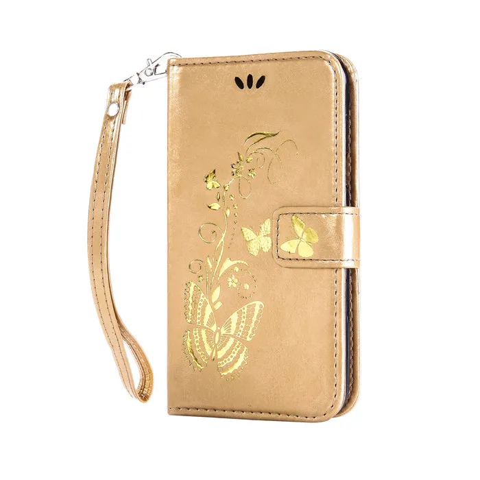 Wallet Case For Huawei Honor 5X Gild Butterfly Embossed PU Flip Leather Cover Phone With Stand |